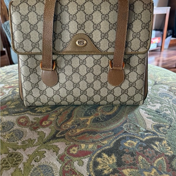Vintage Gucci Tan and Brown Monogram Shoulder Bag - Picture 3 of 12
